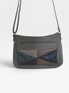 Relic Vintage Patchwork Colorblock Crossbody Bag | Gray Multi-Zip Shoulder Purse
